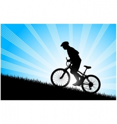 Biker riding up to hill vector image