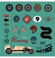 Icons of vintage car racing vector image