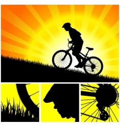 Biker riding up to hill vector image