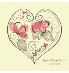 Retro floral heart vector image
