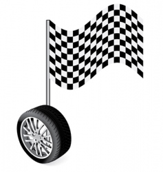 Wheel with racing flag vector image