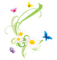 Vector daisy flowers and butterflies vector image