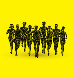 Marathon runners group of people running vector image
