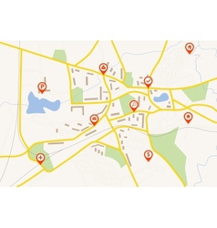 Map with red pin pointers vector image