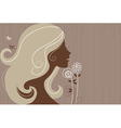 Beautiful girl silhouette with a flowers vector image