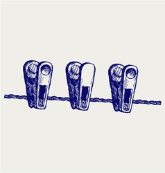 Clothespins on rope vector image