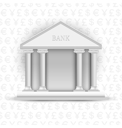 Bank icon on background of symbols currency vector image