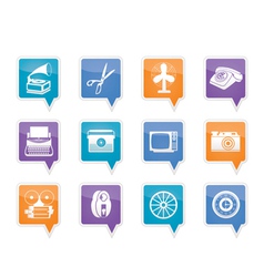 Retro business and office object icons vector image