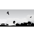 Grey landscape with trees and village vector image