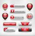 Red Glossy Web Elements Button Set vector image
