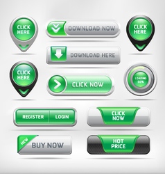 Green Glossy Web Elements Button Set vector image