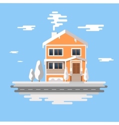 Winter house image of the orange brick vector image