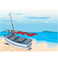 Sea beach and boat vector image