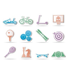 Sports equipment and objects icons vector image