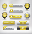 Yellow Glossy Web Elements Button Set vector image
