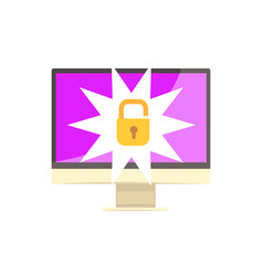 Computer screen with unlock sign internet vector image