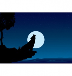 Howling wolf into the night vector image