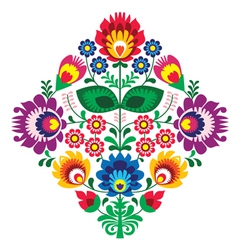 Folk embroidery with flowers - traditional polish vector image