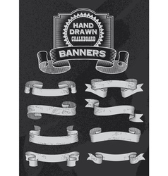 Retro Chalkboard Banner and Ribbon Design Set vector image