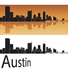 Austin skyline in orange background vector image