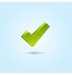 Green check mark isolated on blue background vector image