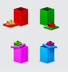 Four gift boxes and covers with bows vector image