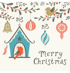Christmas birds greeting card vector image