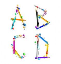 Alphabet office supplies abcd vector image