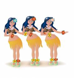 Three hula dancers vector image