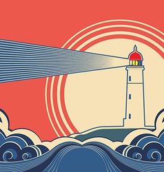Seascape with lighthouse vector image