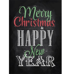 Poster Merry Christmas Happy chalk color vector image