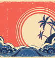 Tropical island with palms Grunge seascape poster vector image