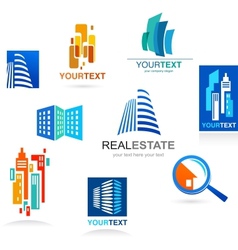 Collection of real estate icons and elements vector image