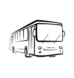 Bus sketch isolated oi black outlines vector image