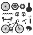 Set of bicycle parts isolated icons black Set of bicycle parts isolated icons black vector image