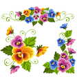 Set of floral patterns with pansy vector image