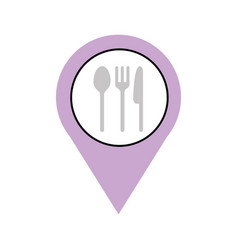 Pin location with cutlery kitchen vector image