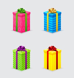 Four unopened gift boxes with ribbons and bows vector image
