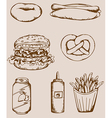 Fastfood vintage icons vector image