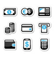 Money atm cash machine icons set vector image