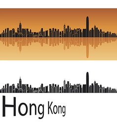 Hong Kong skyline in orange background vector image