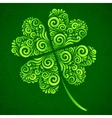 Ornate clover on dark green background vector image