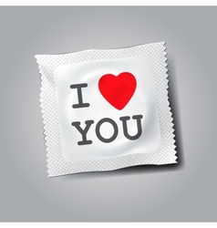 Condom with text I love you vector image