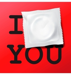 Condom with text I love you vector image