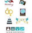 Wedding icons and graphic elements vector image