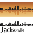 Jacksonville skyline in orange background vector image