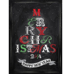 Poster Tree Christmas Happy chalk color vector image