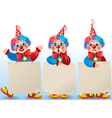 Clown with blank paper in different moods vector image