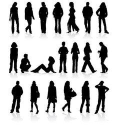 Set silhouettes man and women vector image