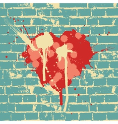 Heart symbol on brick wall vector image